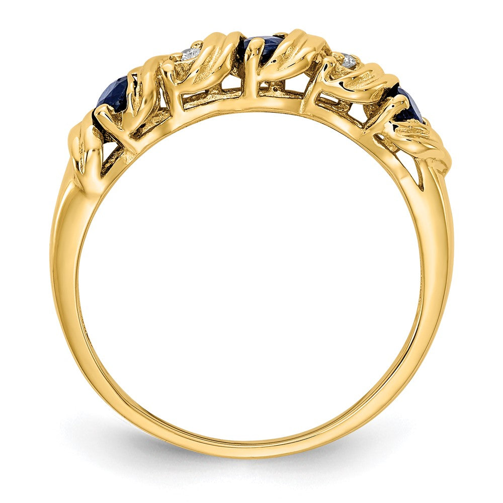 14k 2.75mm Sapphire AA Diamond ring