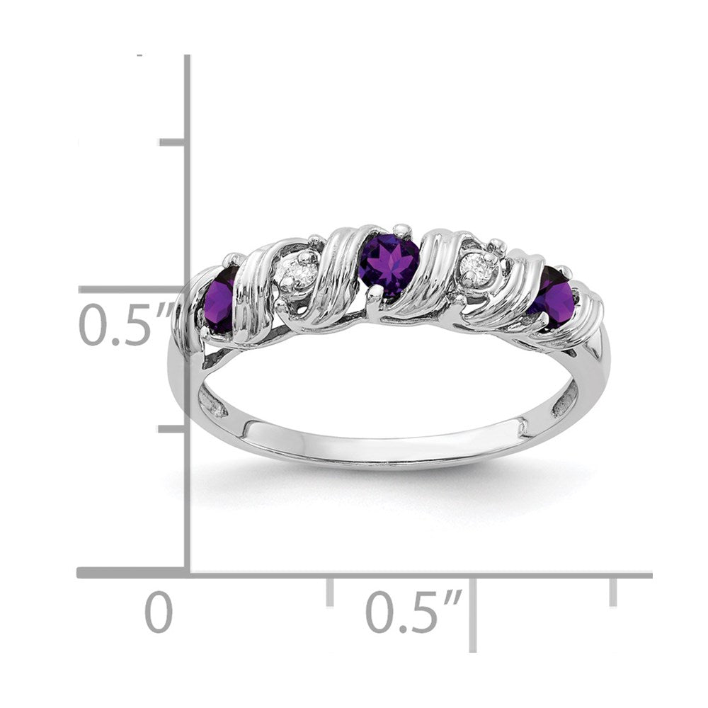 14k White Gold 2.75mm Amethyst AAA Diamond ring