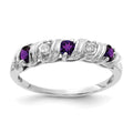 14k White Gold 2.75mm Amethyst VS Diamond ring