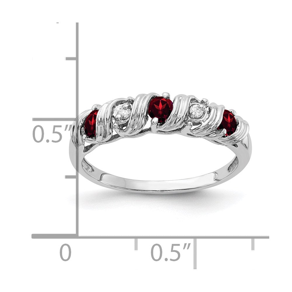 14k White Gold 2.75mm Garnet AA Diamond ring