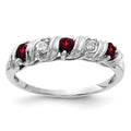 14k White Gold 2.75mm Garnet AA Diamond ring