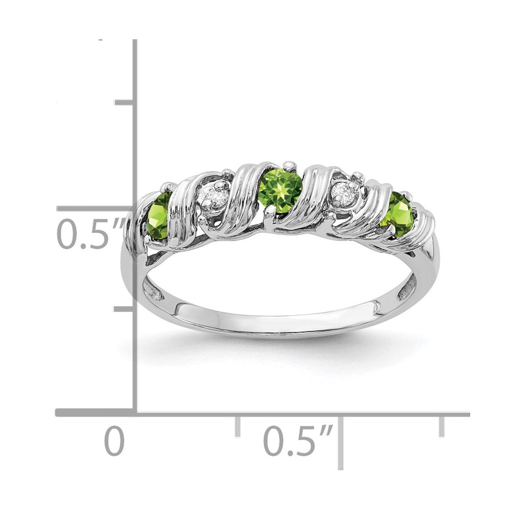 14k White Gold 2.75mm Peridot A Diamond ring