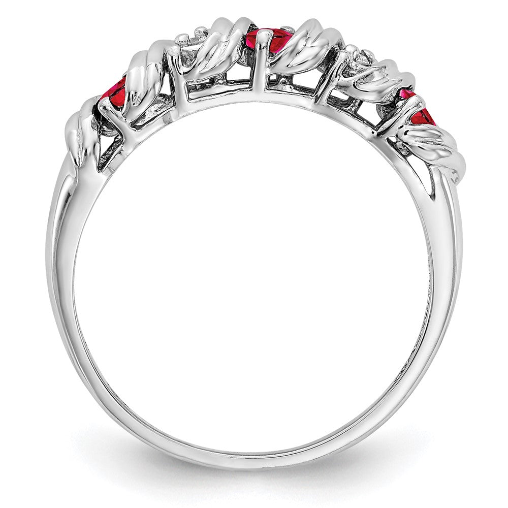 14k White Gold 2.75mm Ruby A Diamond ring