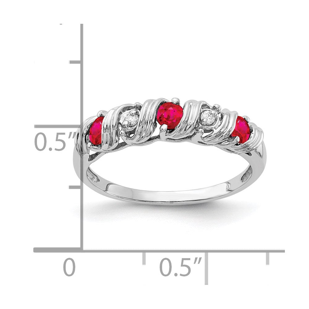 14k White Gold 2.75mm Ruby AAA Diamond ring
