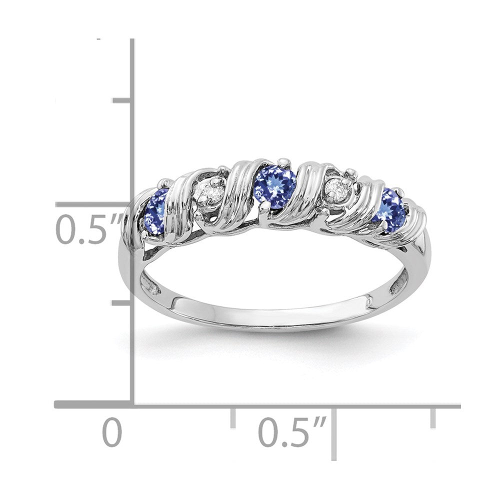 14k White Gold 2.75mm Tanzanite AAA Diamond ring