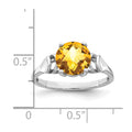 14k White Gold 8mm Citrine Checker ring