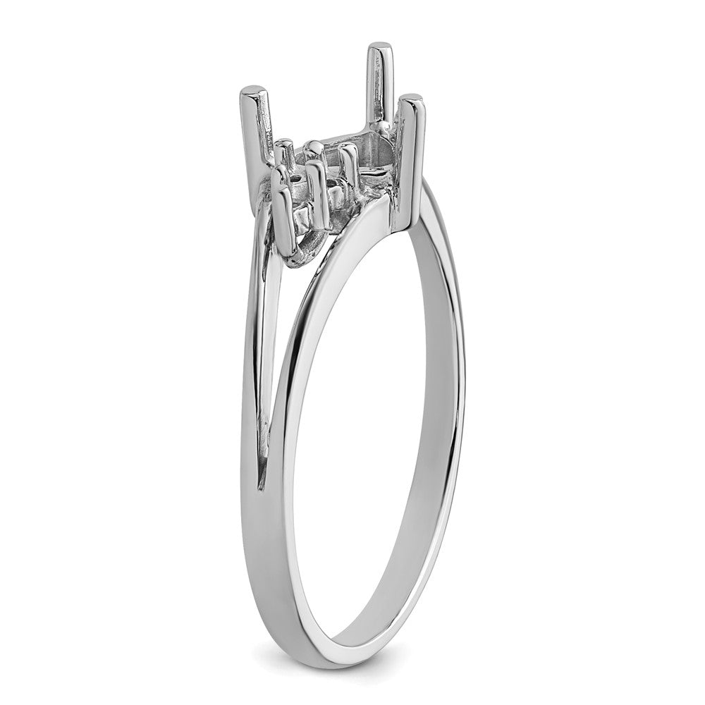 14k White Gold Diamond / 6mm Trillion Gemstone Ring Mounting