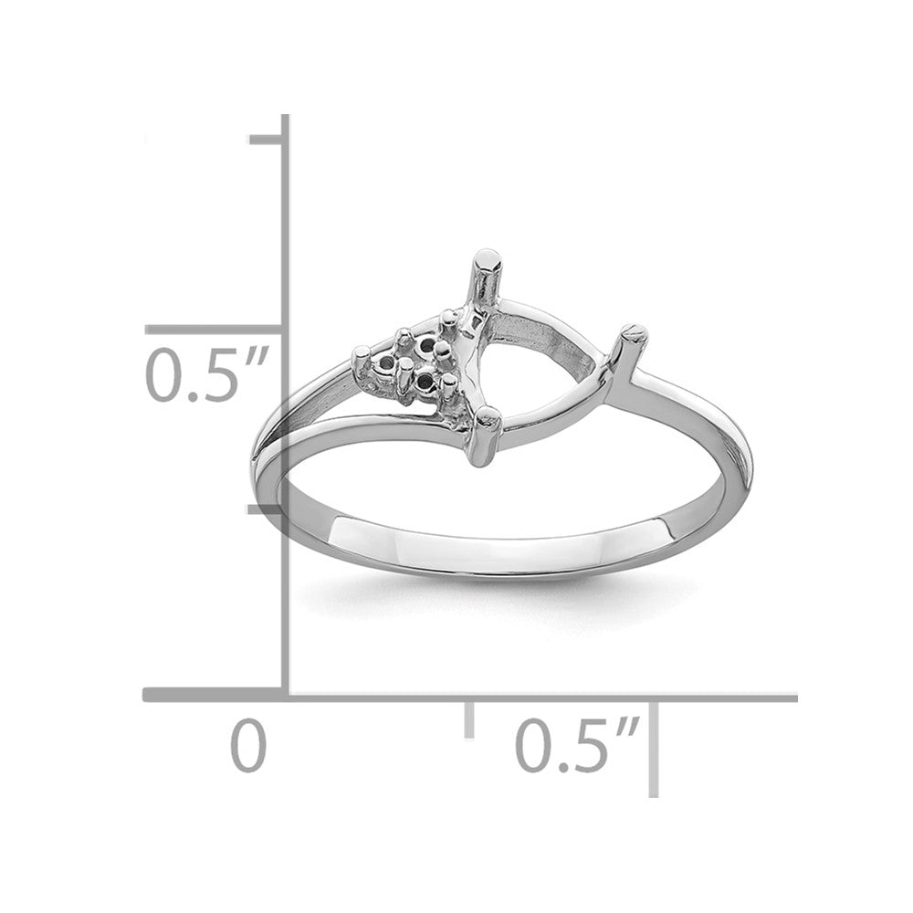 14k White Gold Diamond / 6mm Trillion Gemstone Ring Mounting