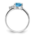 14k White Gold 6mm Blue Topaz AAA Diamond ring