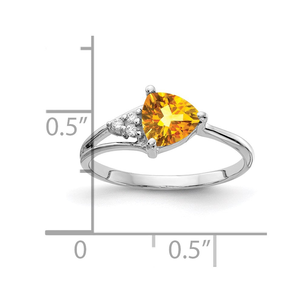 14k White Gold 6mm Citrine AA Diamond ring