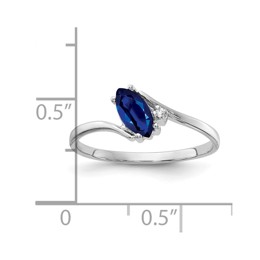14k White Gold 7x3.5mm Marquise Sapphire AA Diamond ring