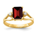 14k 8x6mm Emerald Cut Garnet AA Diamond ring