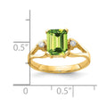 14k 8x6mm Emerald Cut Peridot A Diamond ring