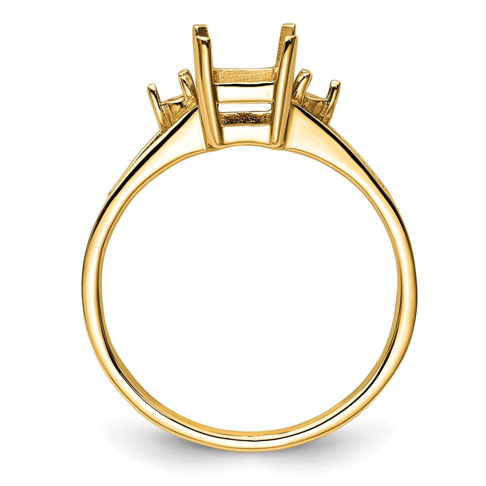 14k Diamond / 7x5mm Emerald-cut Gemstone Ring Mounting