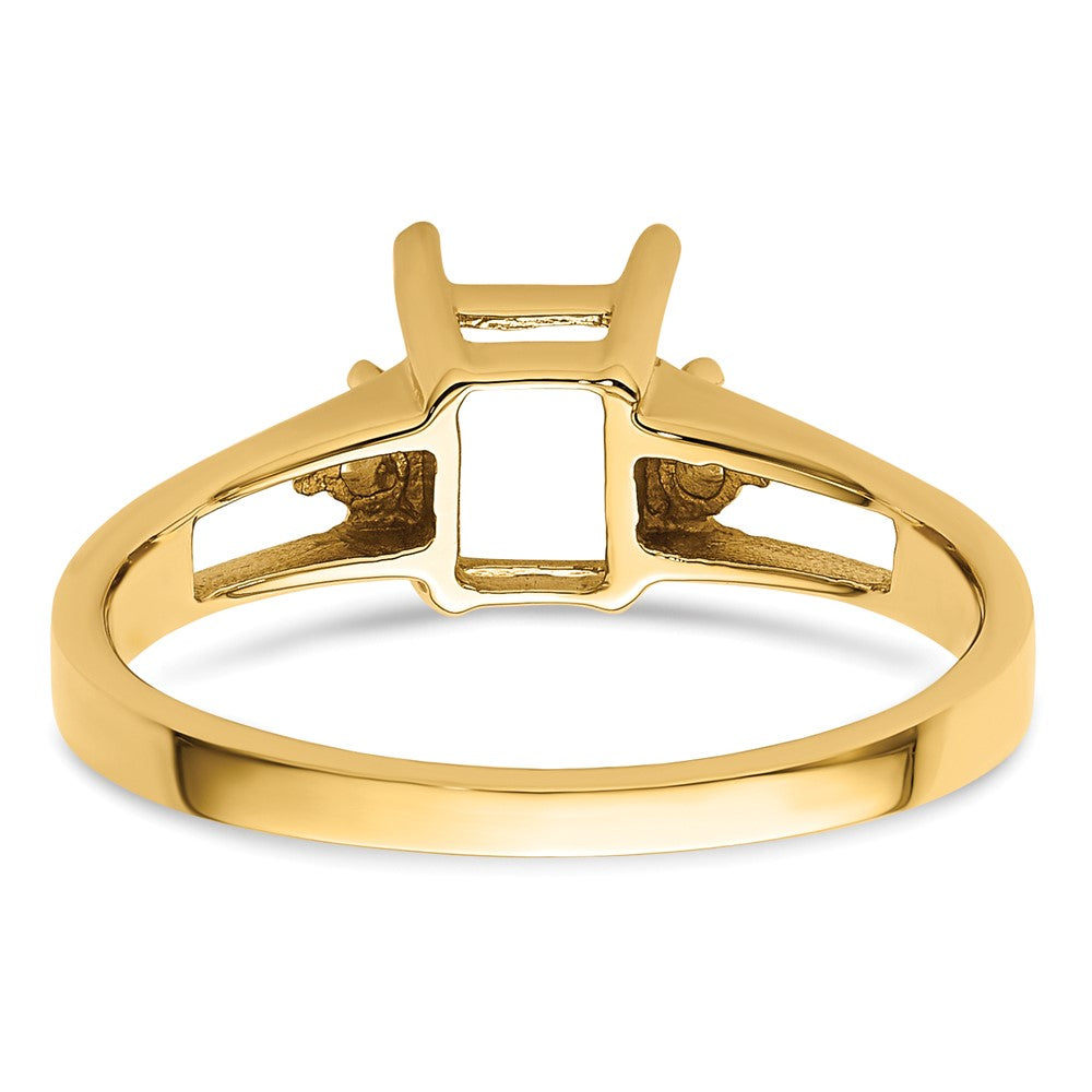 14k Diamond / 7x5mm Emerald-cut Gemstone Ring Mounting
