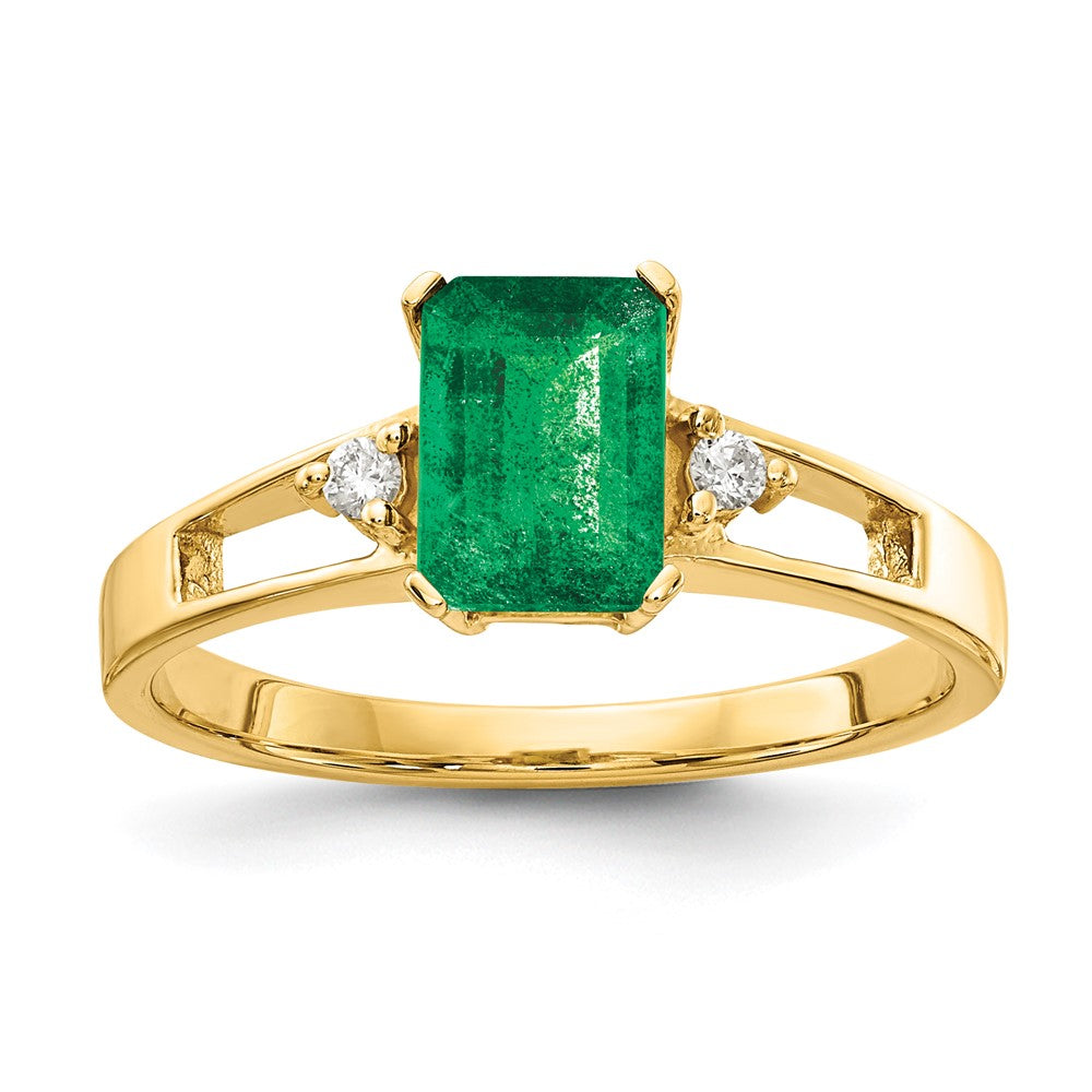14k 7x5mm Emerald Cut Emerald VS Diamond ring