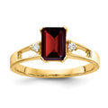 14k 7x5mm Emerald Cut Garnet VS Diamond ring