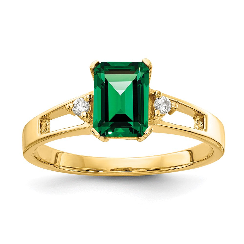 14k 7x5mm Emerald Cut Mount St. Helens AAA Diamond ring