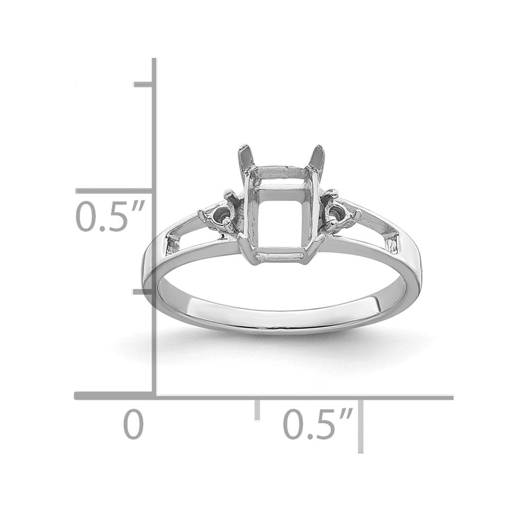 14k White Gold Diamond/7x5mm Emerald-cut Gemstone Ring Mounting