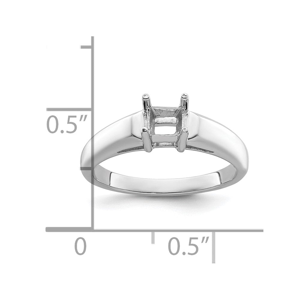 14k White Gold 4mm Princess Gemstone Ring Mounting