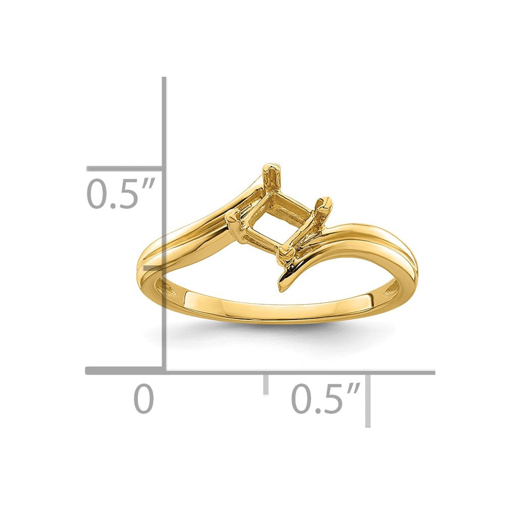 14k 4mm Princess Gemstone Ring Mounting