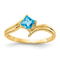14k 4mm Princess Cut Blue Topaz ring