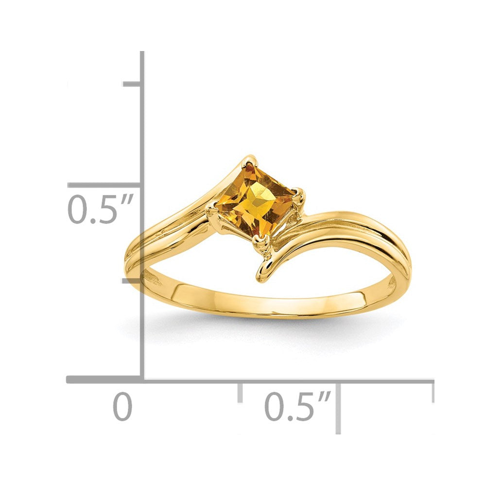 14k 4mm Princess Cut Citrine ring