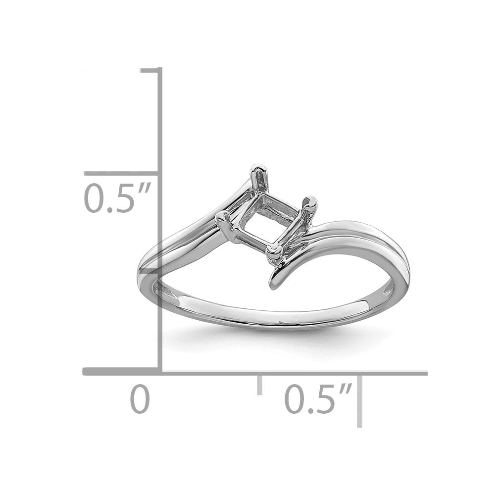 14k White Gold 4mm Princess Gemstone Ring Mounting