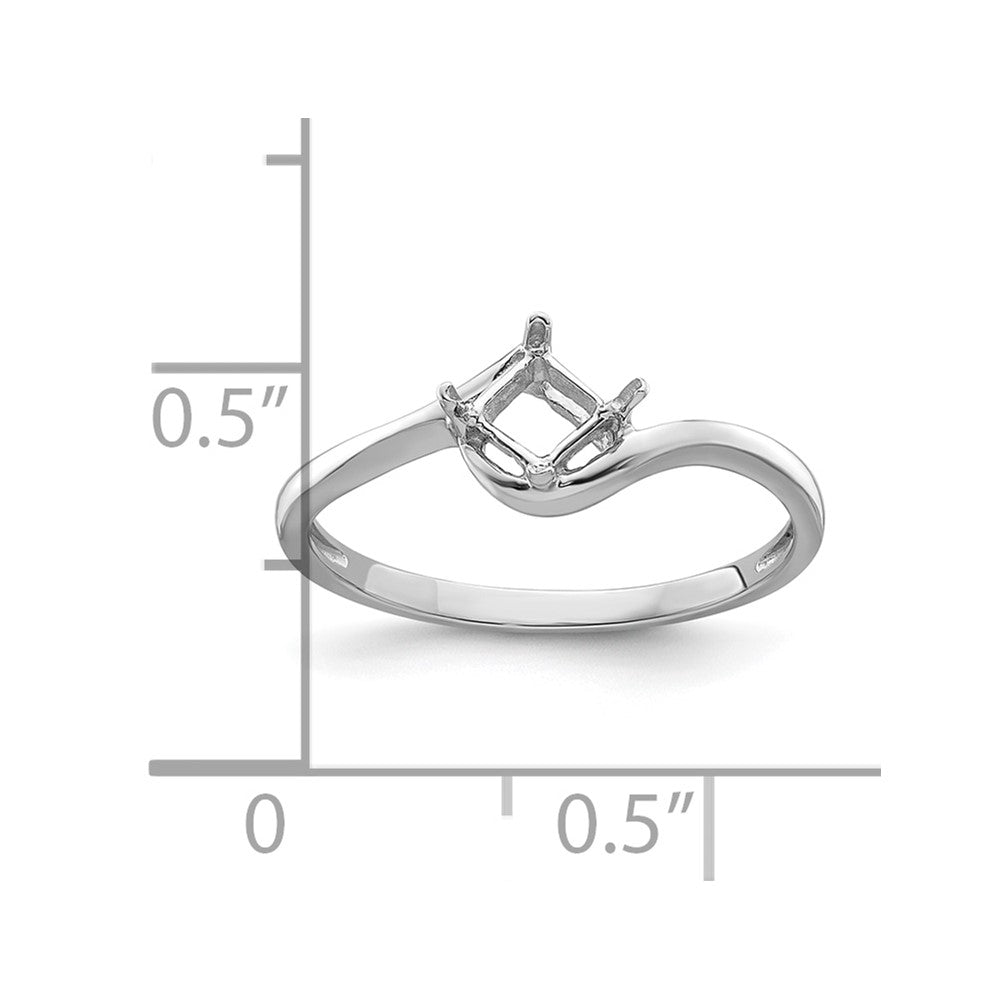 14k White Gold 4mm Princess Gemstone Ring Mounting