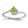14k White Gold 4mm Princess Cut Peridot ring