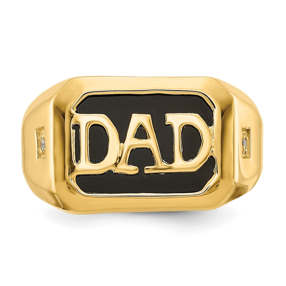 14k AA Diamond Men's Onyx Dad Ring