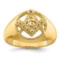 14k Men's Polished and Textured Masonic Ring Mounting