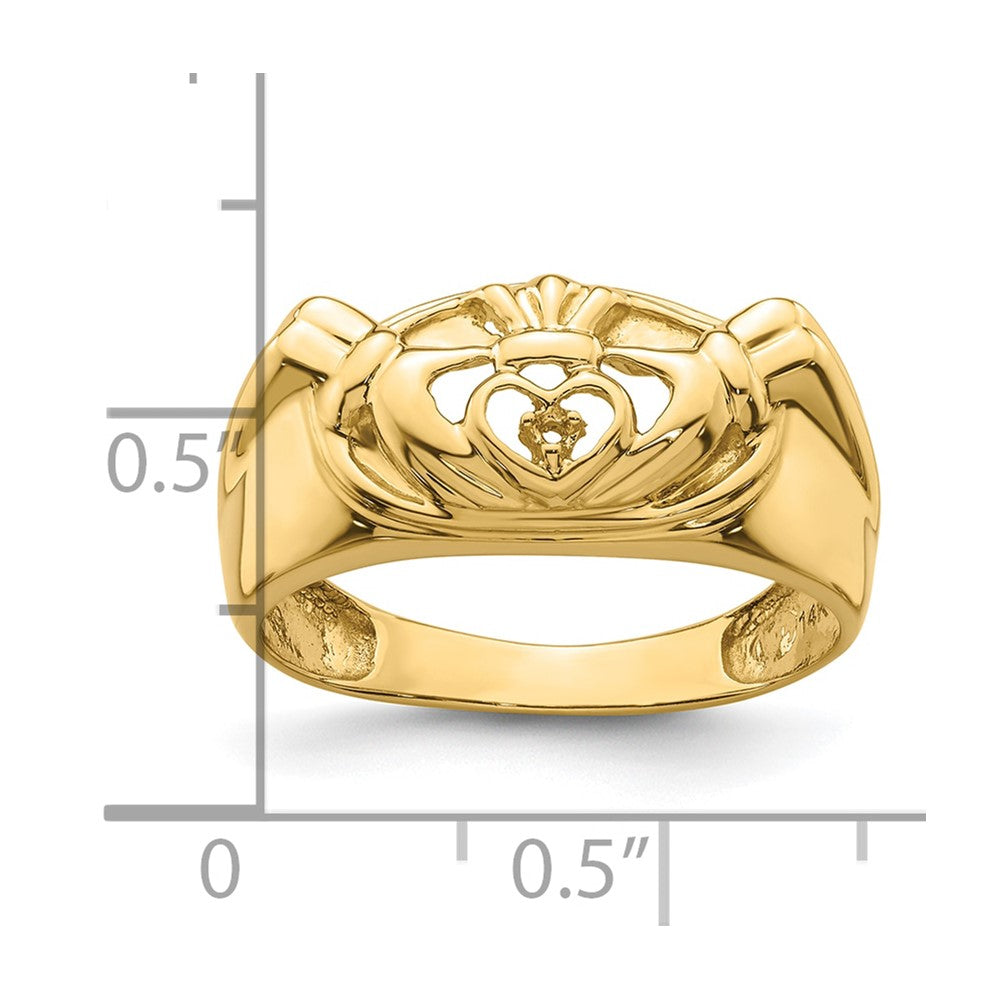 14k White Gold Men's Claddagh Band Mounting