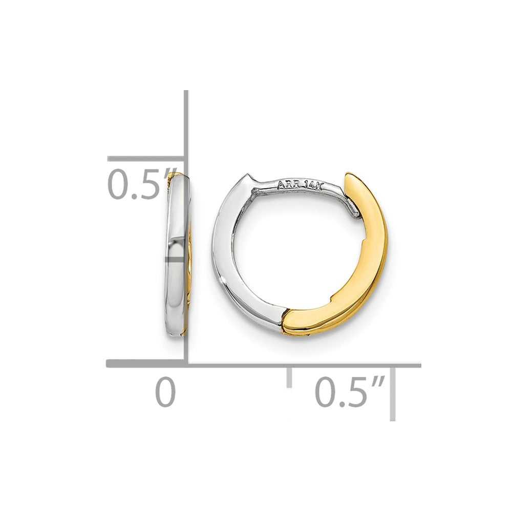 14k Two-tone Mini 1.35mm Round Hinged Hoop Earrings