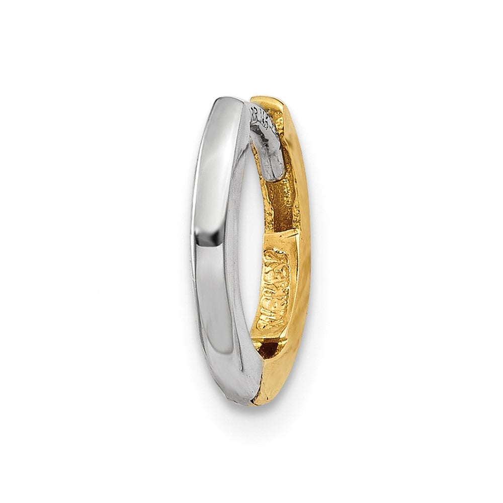 Single 14k Two-tone Mini 1.35mm Round Hinged Hoop Earring
