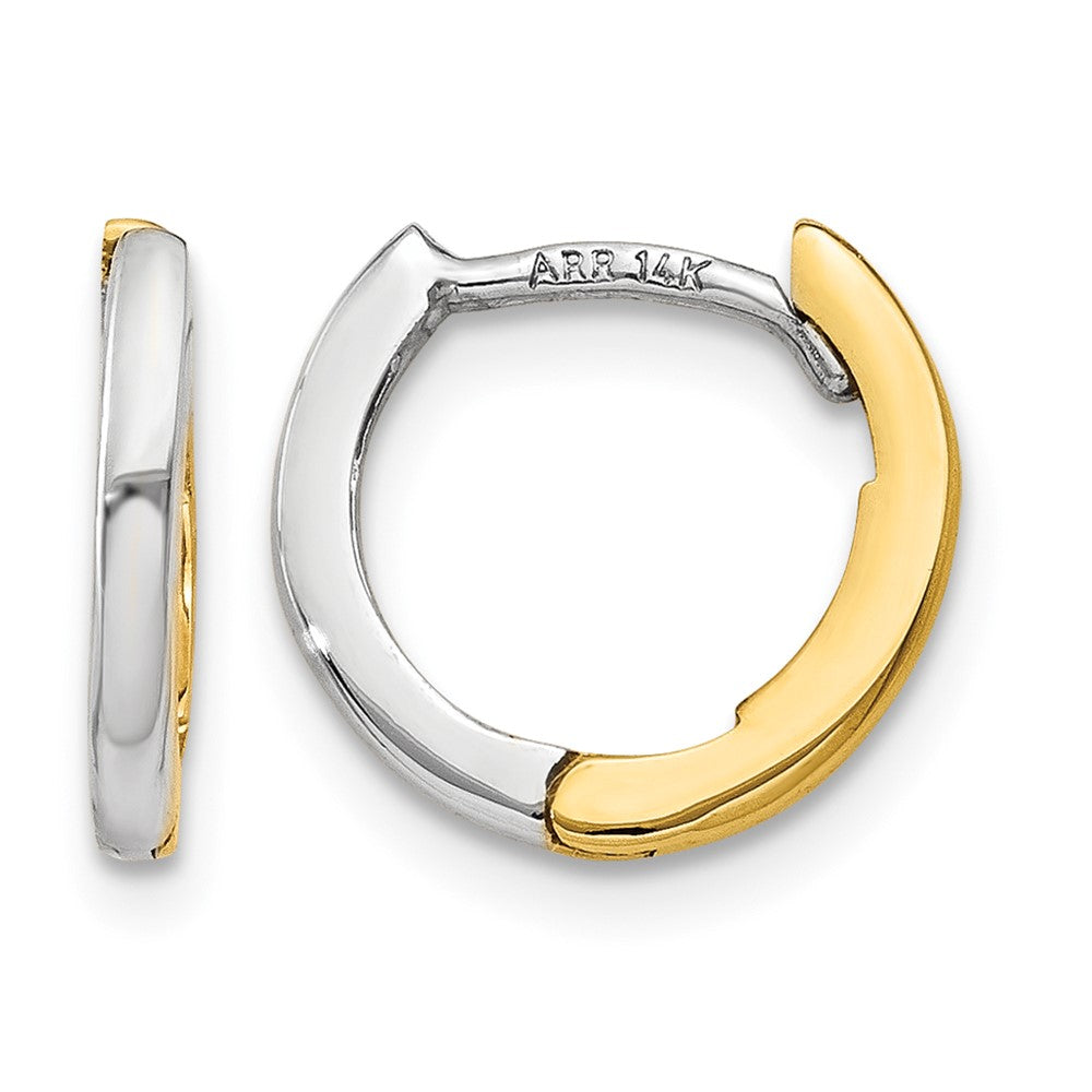 14k Two-tone Mini 1.35mm Round Hinged Hoop Earrings