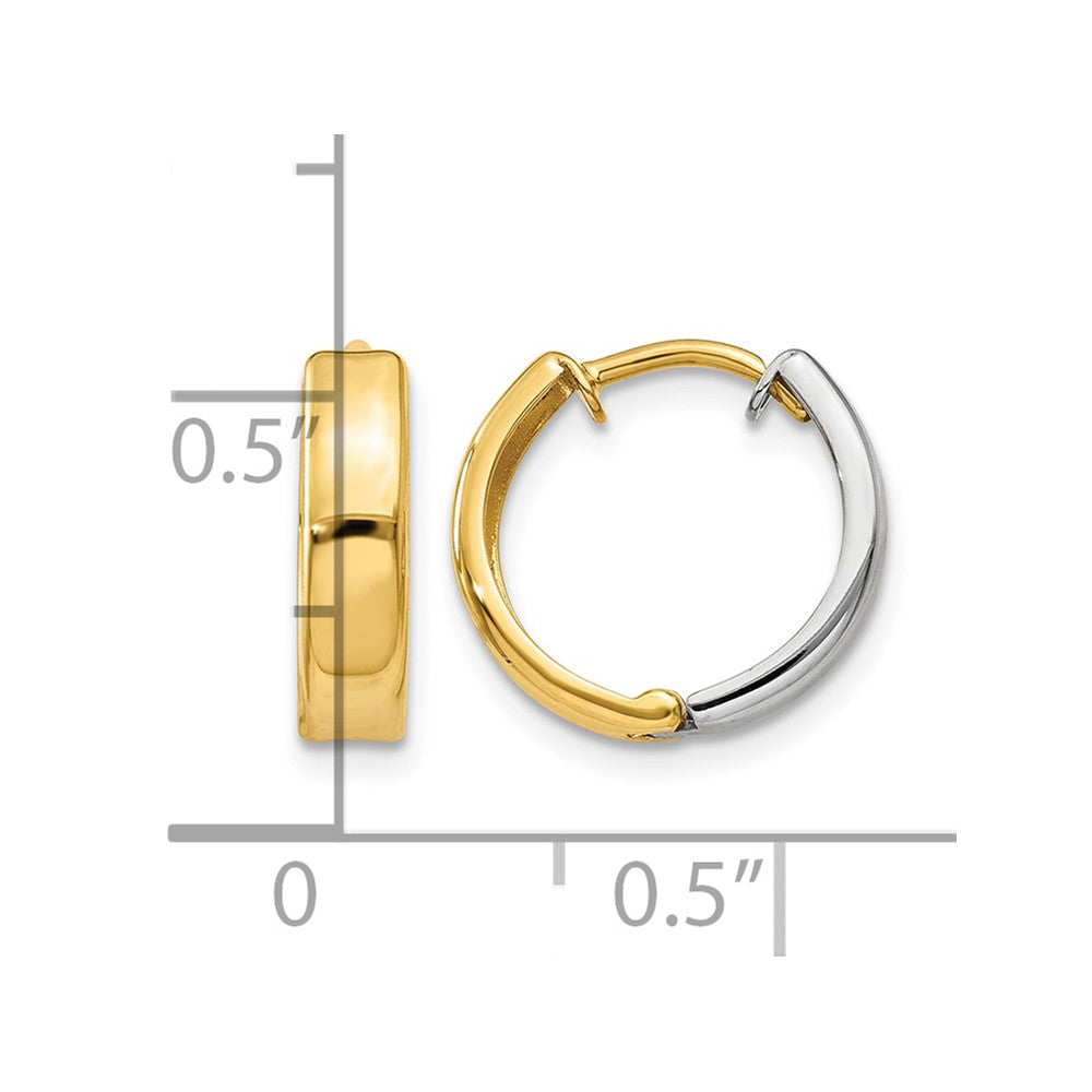 14k Two-tone Hinged Hoop Earrings
