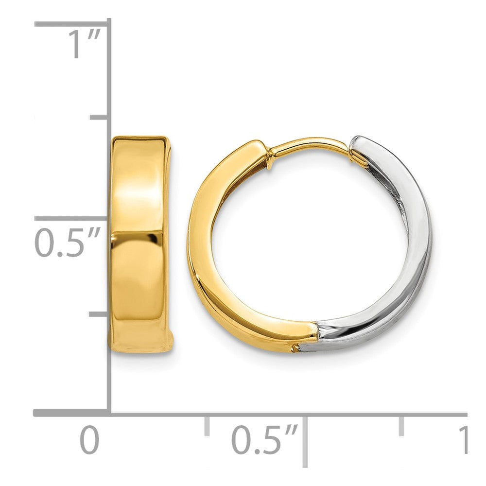 14k Two-tone Hinged Hoop Earrings