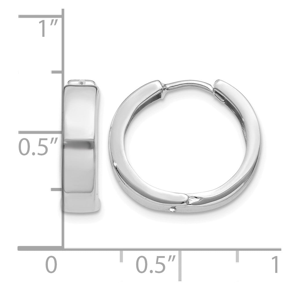 14k White Gold Round Hinged Hoop Earrings
