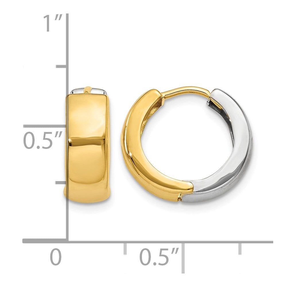 14k Two-tone Hinged Hoop Earrings