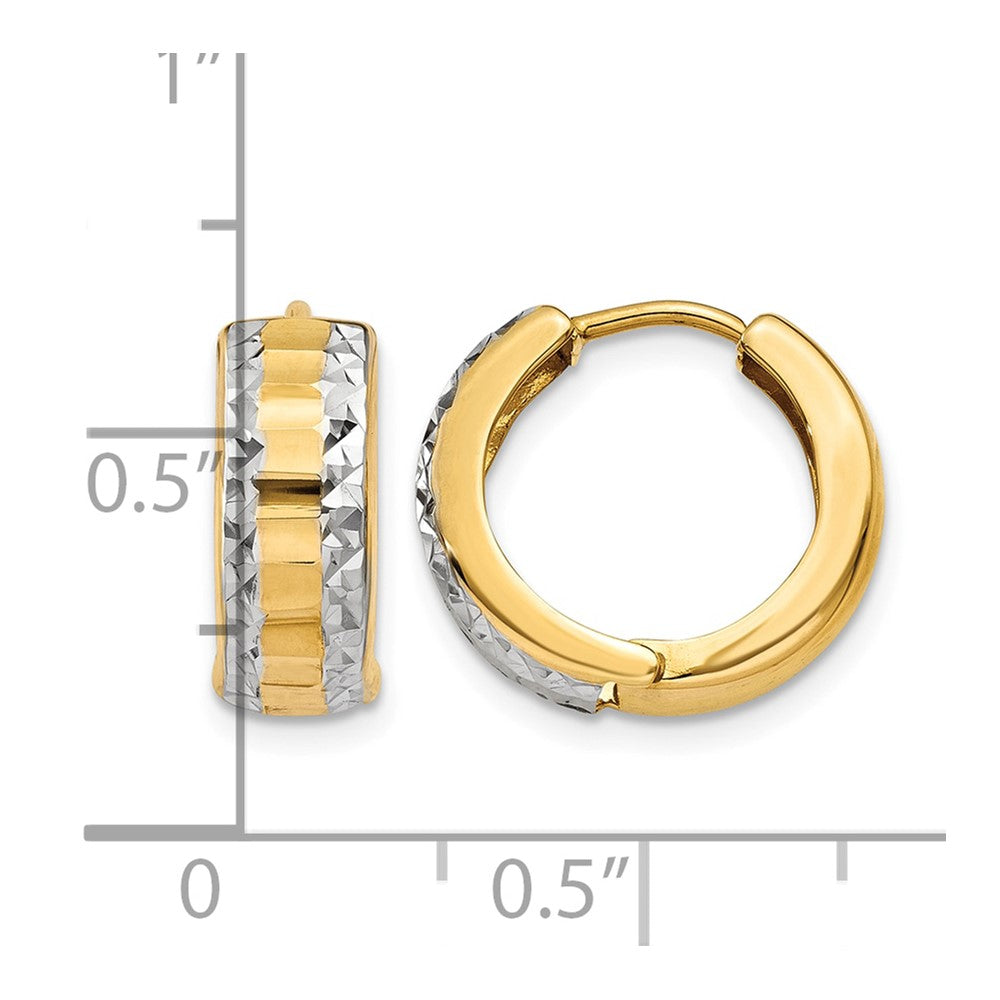 14k & Rhodium Hinged Hoop Earrings