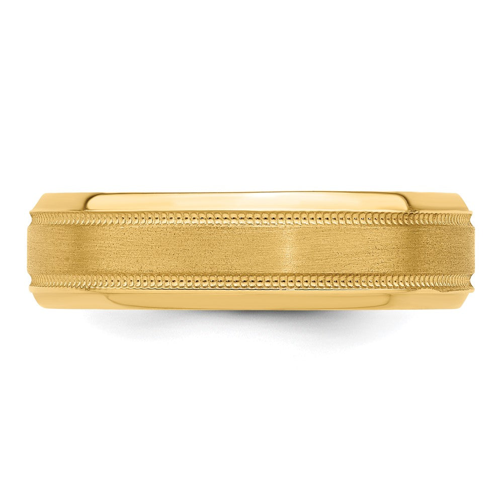 14k Yellow Gold Heavy Comfort Fit Brush Satin Fancy Band