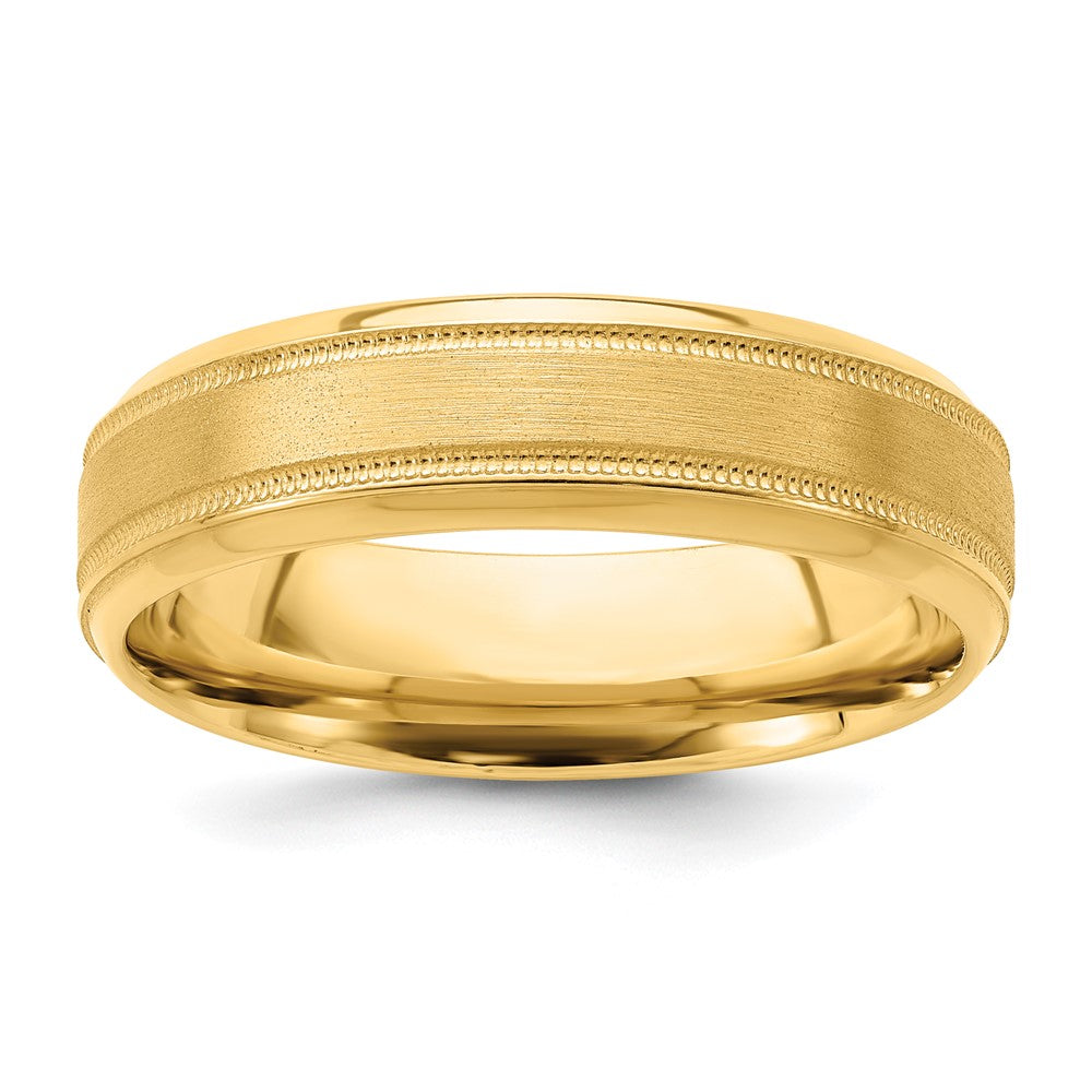 14k Yellow Gold Heavy Comfort Fit Brush Satin Fancy Band