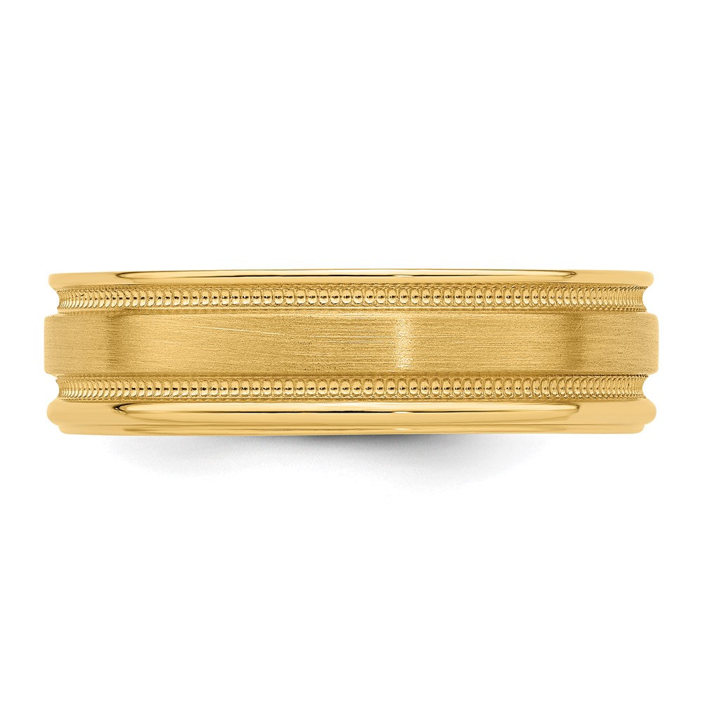14k Yellow Gold Heavy Comfort Fit Brush Satin Fancy Band