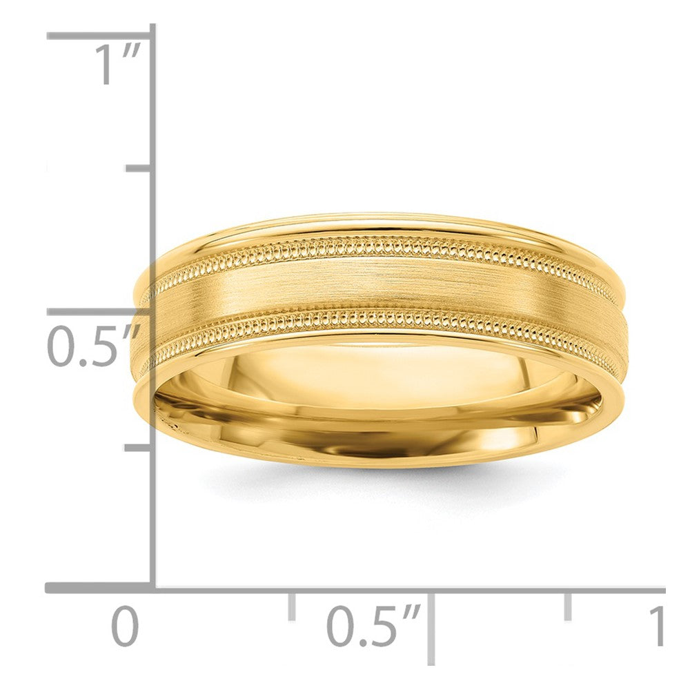 14k Yellow Gold Heavy Comfort Fit Brush Satin Fancy Band
