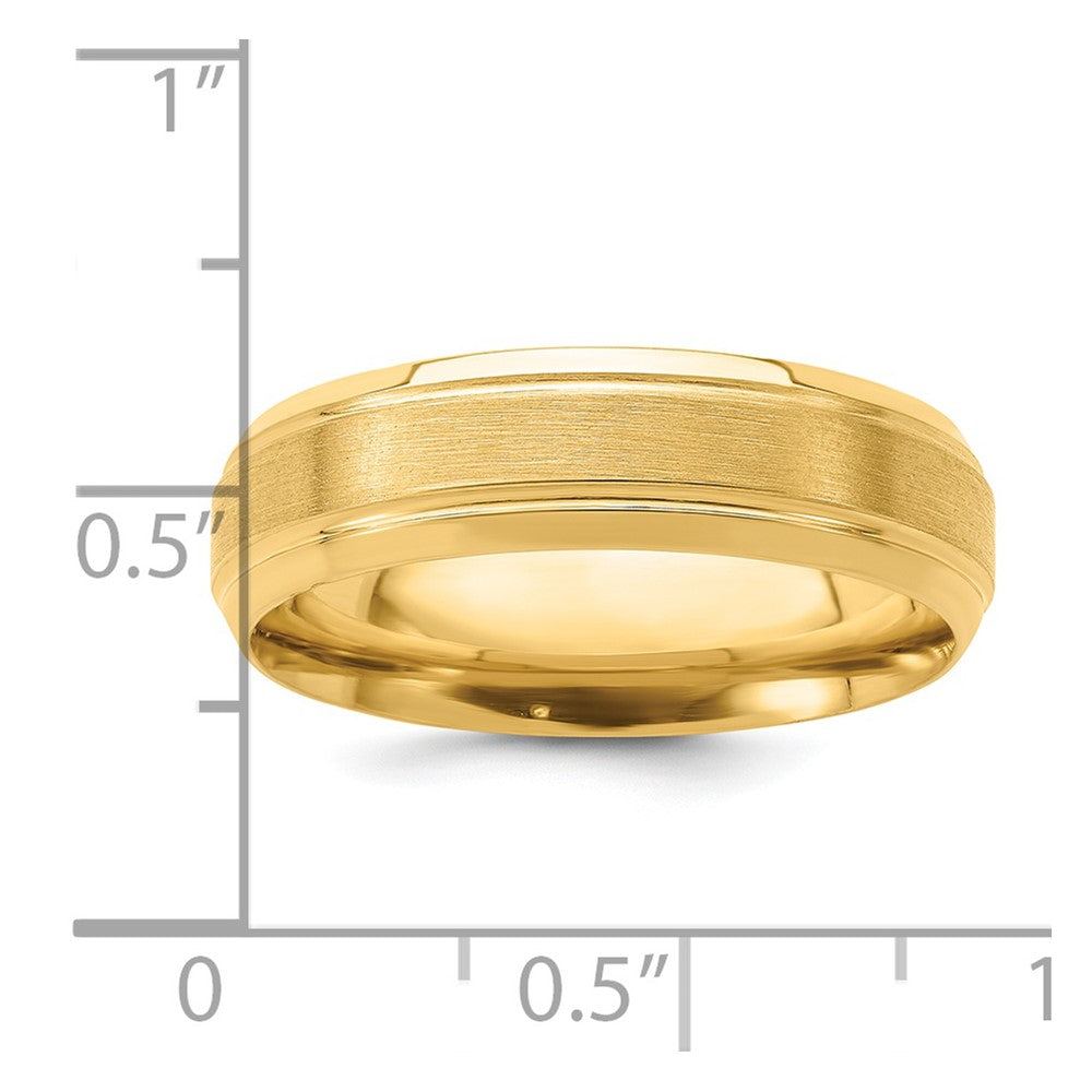 14k Yellow Gold Standard Comfort Fit Brush Satin Fancy Band