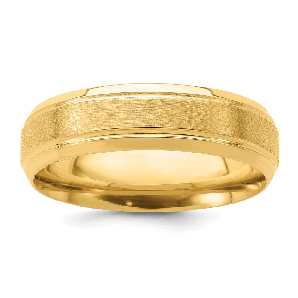 14k Yellow Gold Standard Comfort Fit Brush Satin Fancy Band