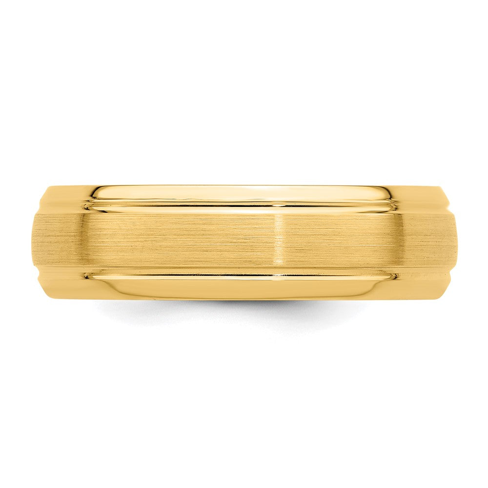 14k Yellow Gold Heavy Comfort Fit Brush Satin Fancy Band