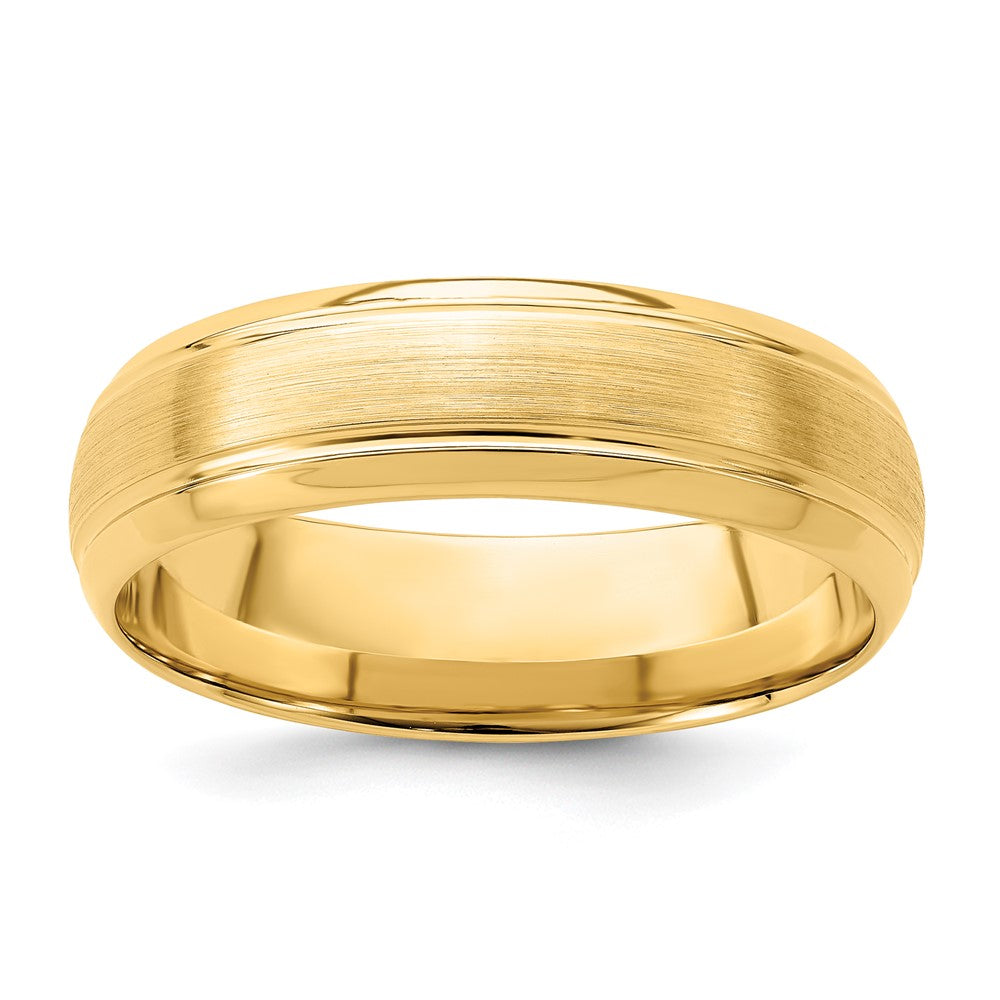 14k Yellow Gold Heavy Comfort Fit Brush Satin Fancy Band