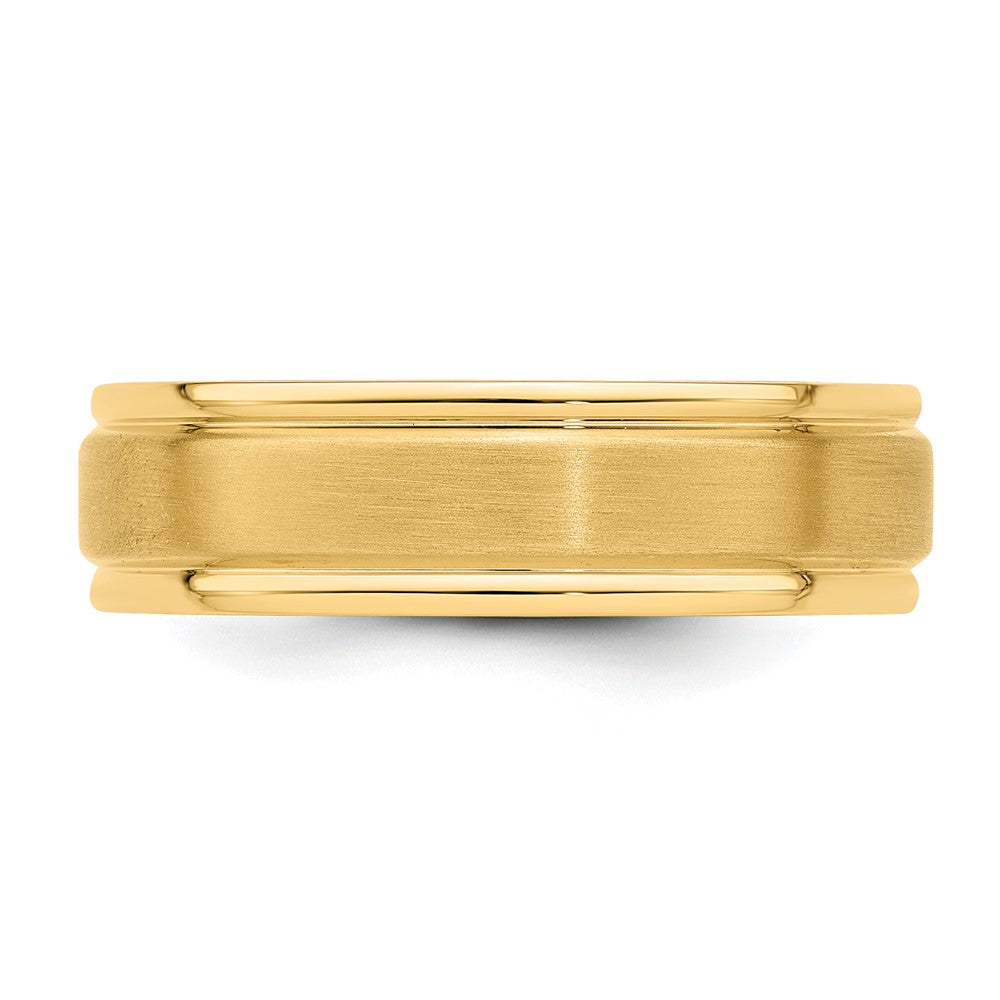 14k Yellow Gold Heavy Comfort Fit Brush Satin Fancy Band